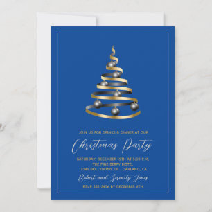 Invitación de árbol de oro azul Fiesta navidades