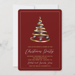 Invitación de árbol de oro rojo Fiesta navidades