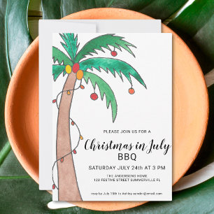Invitación de árbol de palma de barbacoa de Navida