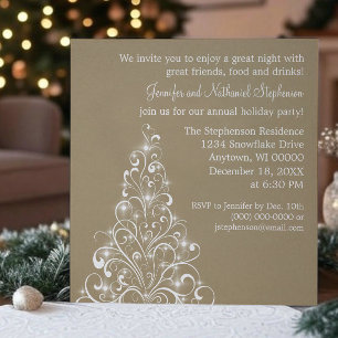 Invitación de árbol de vacaciones espumoso, latte