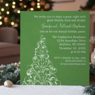 Invitación de árbol de vacaciones espumoso, verde