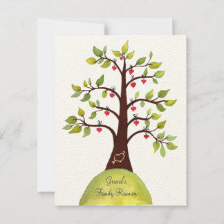 Invitación de árbol del corazón de color de agua d