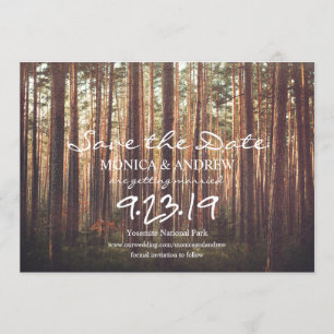 Invitación de árbol forestal rústico para guardar