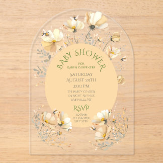 Invitación de Arco Acrílico para Baby Shower Bee's
