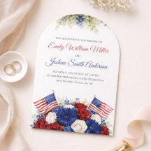 Invitación de arco de boda americana del 4 de juli