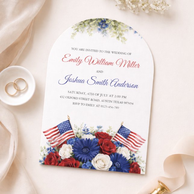 Invitación de arco de boda americana del 4 de juli (Subido por el creador)