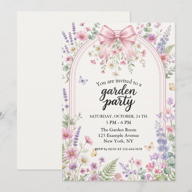 Invitación de arco de fiesta de jardín de flores s (Anverso / Reverso)
