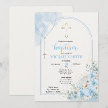 Invitación de Arco de Rosario Floral Azul de Bauti