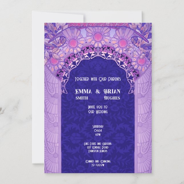 Invitación de arco floral Nouveau (Anverso)