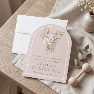 Invitación de arco para baby shower boho neutral