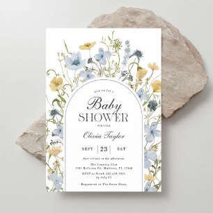 Invitación de arco para baby shower de niño con fl