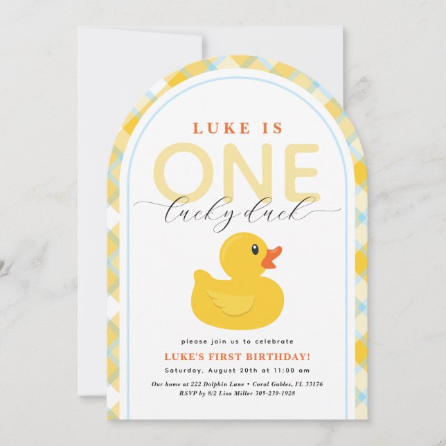 Invitación de arco para el primer cumpleaños de Lu (Anverso)