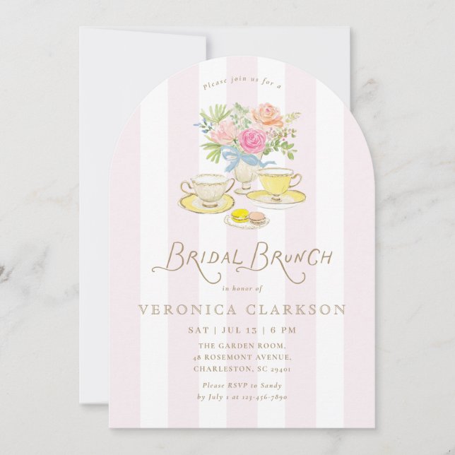 Invitación de Arco para Té de Brunch Nupcial (Anverso)