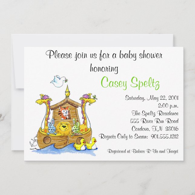 Invitación de Ark Baby Shower (Anverso)