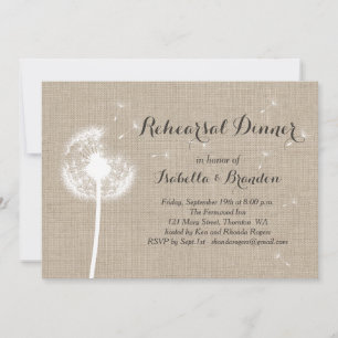 Invitación de arpillera floral para cena de ensayo