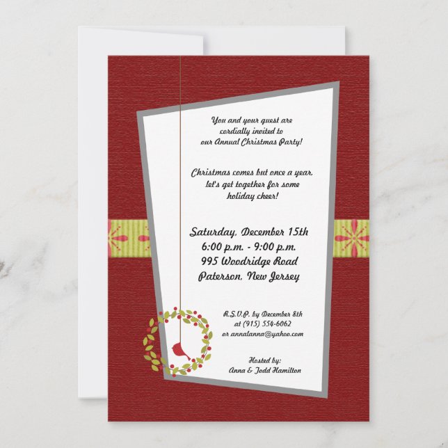 Invitación de arrecife y pájaro cardinal para Navi (Anverso)