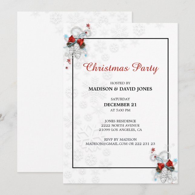 Invitación de arreglo de Navidad (Anverso / Reverso)