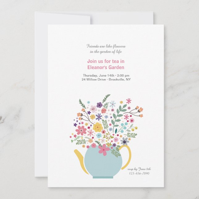 Invitación de arreglo de tetera (Anverso)