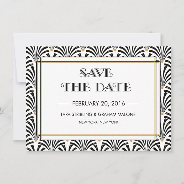 Invitación de Art Deco para guardar la fecha (Anverso)