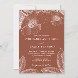 Invitación de arte de la línea floral de terracota