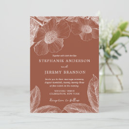 Invitación de arte de la línea floral de terracota