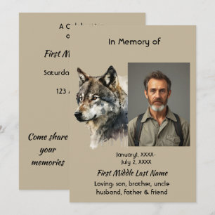 Invitación de arte de lobo conmemorativo de celebr