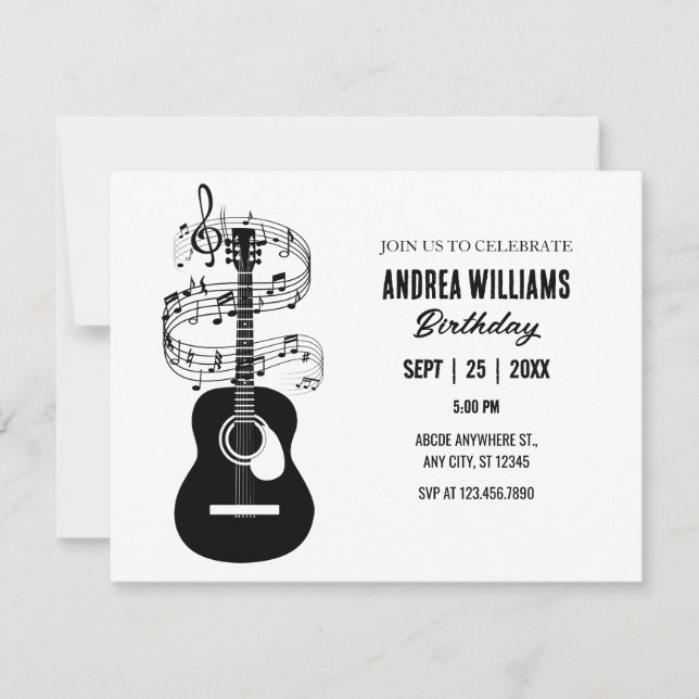 Invitación de arte de melodía de guitarra (Anverso)
