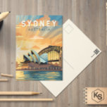 Invitación de arte de viajes de Australia en Sydne<br><div class="desc">Diseño de viajes vectoriales retro de Sidney. Sidney,  capital de Nueva Gales del Sur y una de las ciudades más grandes de Australia,  es más conocida por su ópera de Sidney,  al lado del puerto,  con un diseño distintivo de vela.</div>