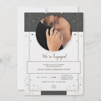 Invitación de arte deco para foto de compromiso