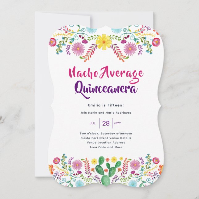 Invitación de arte popular para FIESTA MEXICANA EN (Anverso)