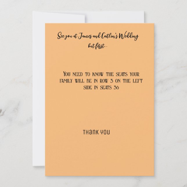 Invitación de asiento del boda (Anverso)