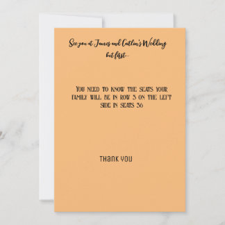 Invitación de asiento del boda