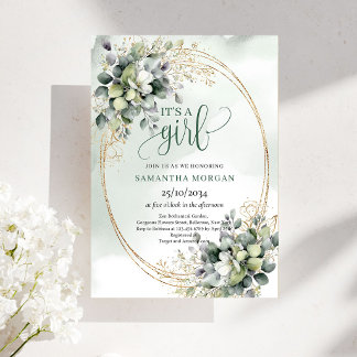 Invitación de aspecto acuarela verde polvoriento E