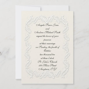 Invitación de aspecto Grabado en relieve blanco
