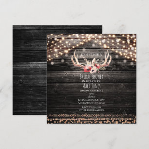 Invitación de astas florales de madera rústica y l
