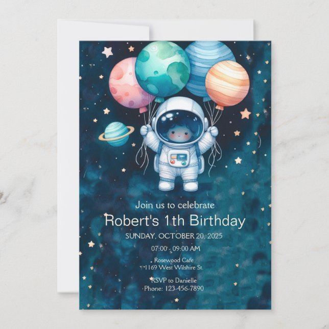 Invitación de astronauta a un cohete de planetas e (Anverso)