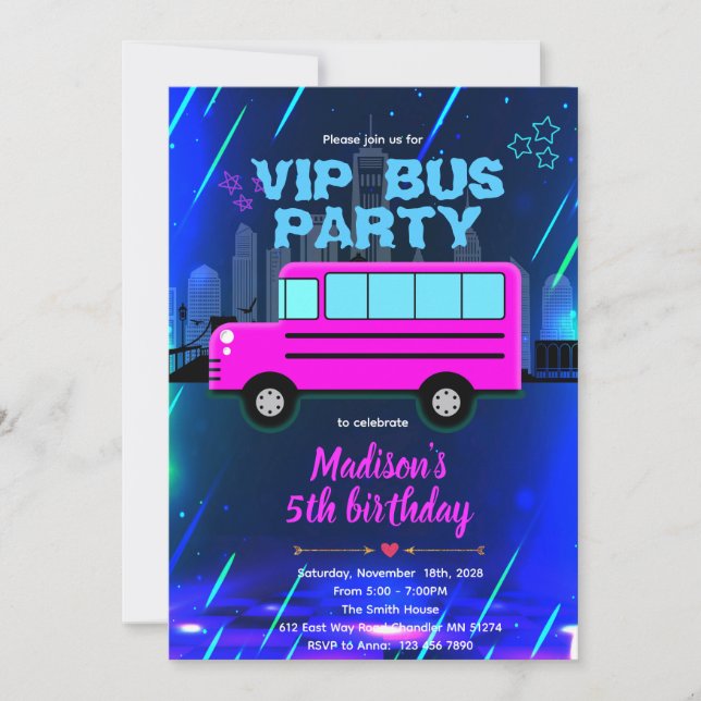 Invitación de autobús de fiesta VIP (Anverso)