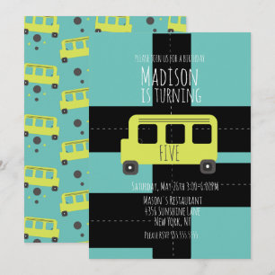 Invitación de autobús de transporte escolar con ru