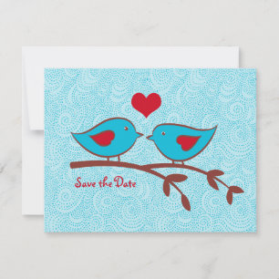 Invitación de Aves de Amor para Guardar la Fecha