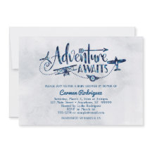 Invitación de Aviación Baby Shower "Adventure Awai