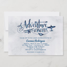 Invitación de Aviación Baby Shower "Adventure Awai