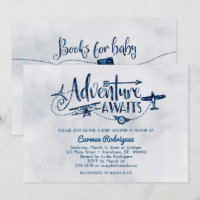 Invitación de Aviación Baby Shower "Adventure Awai