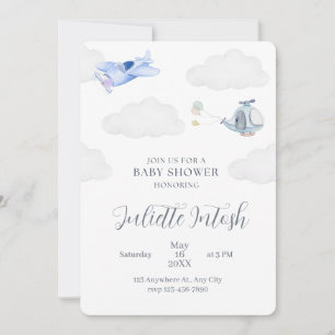 Invitación de avión para baby shower