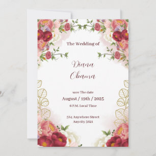 Invitación de Aviso de Boda con Acuarela Floral de