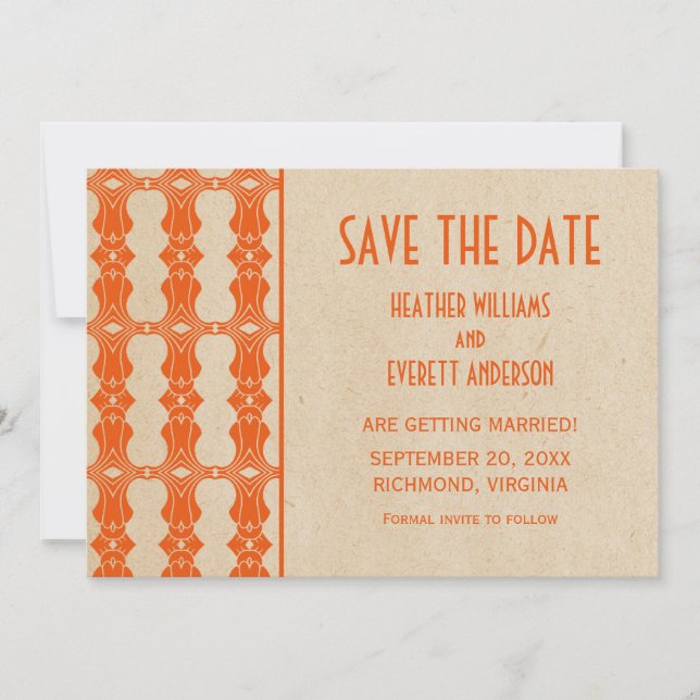 Invitación de aviso de fecha de bodas con borde Ar (Anverso)