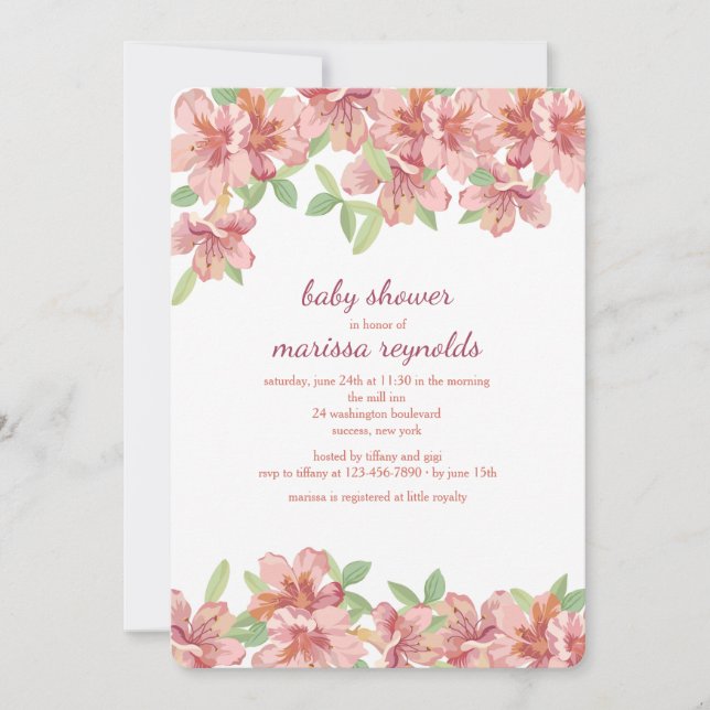 Invitación de Azaleas Rosadas (Anverso)