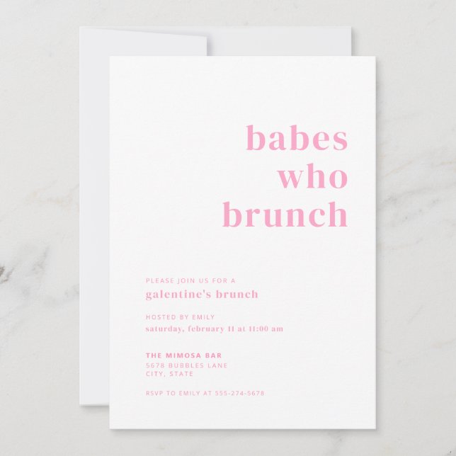 Invitación de Babes Who Brunch Galentines (Anverso)