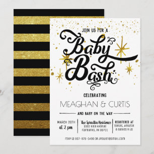 Invitación de Baby Bash Negro, Blanco y Dorado