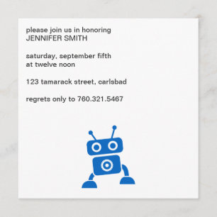 Invitación de Baby Boy Blue Robot