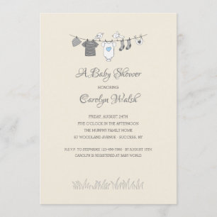 Invitación de Baby Clothesline Boy Baby Shower
